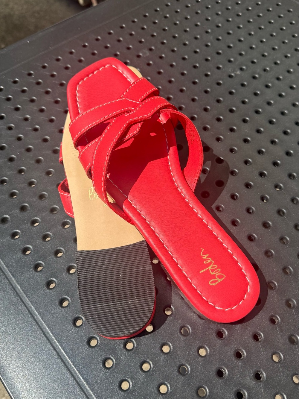 Boden Red Leather Crisscross Flat Sandals Size 40/9 - 9.5 NWOT - Picture 4 of 5